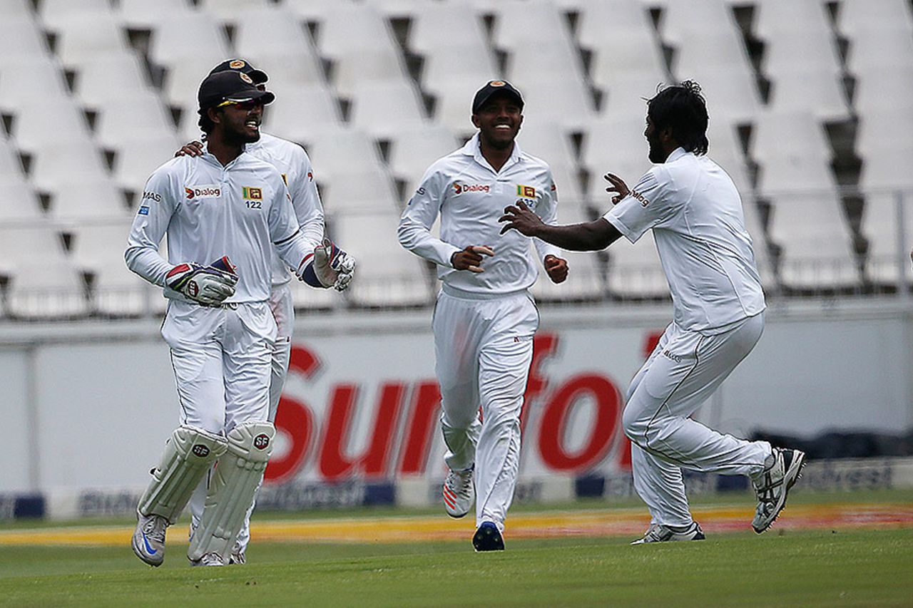 Nuwan Pradeep claimed four wickets for one run in the space of 18 balls, South Africa v Sri Lanka, 3rd Test, Johannesburg, 2nd day, January 13, 2017