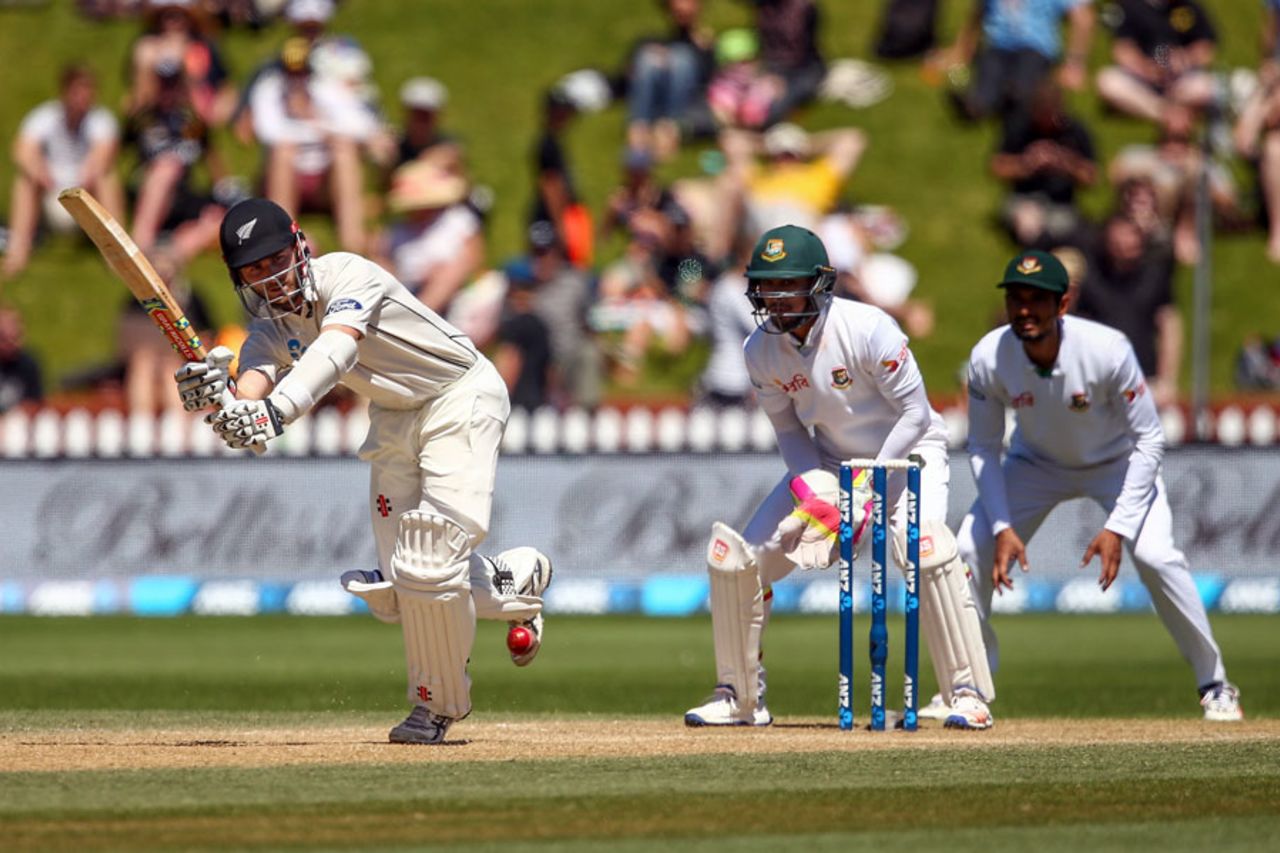 Kane Williamson flicks one away during his rapid knock, New Zealand v Bangladesh, 1st Test, Wellington, 5th day, January 16, 2017