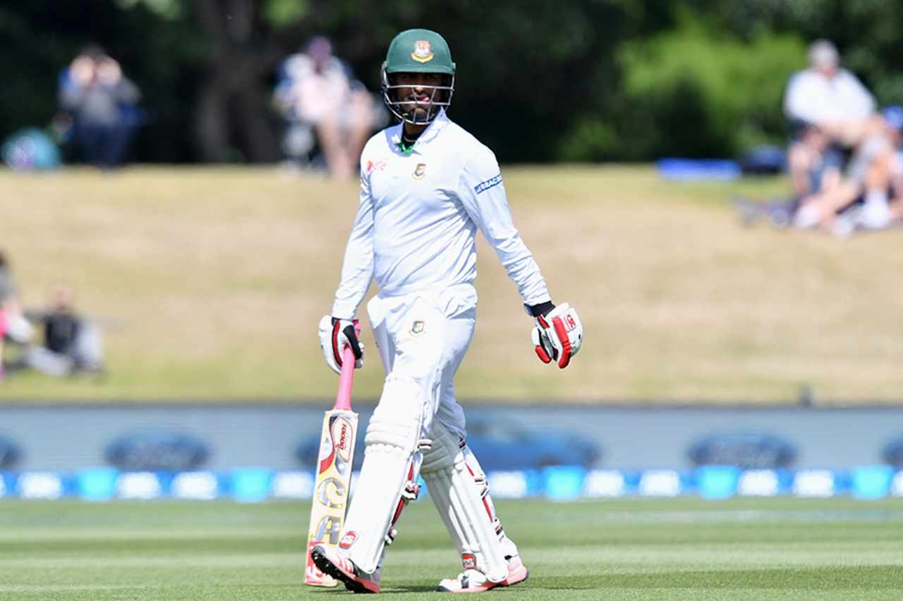 Tamim Iqbal fell for 5 in his first innings as Bangladesh's Test captain, New Zealand v Bangladesh, 1st Test, Christchurch, 1st day, January 20, 2017