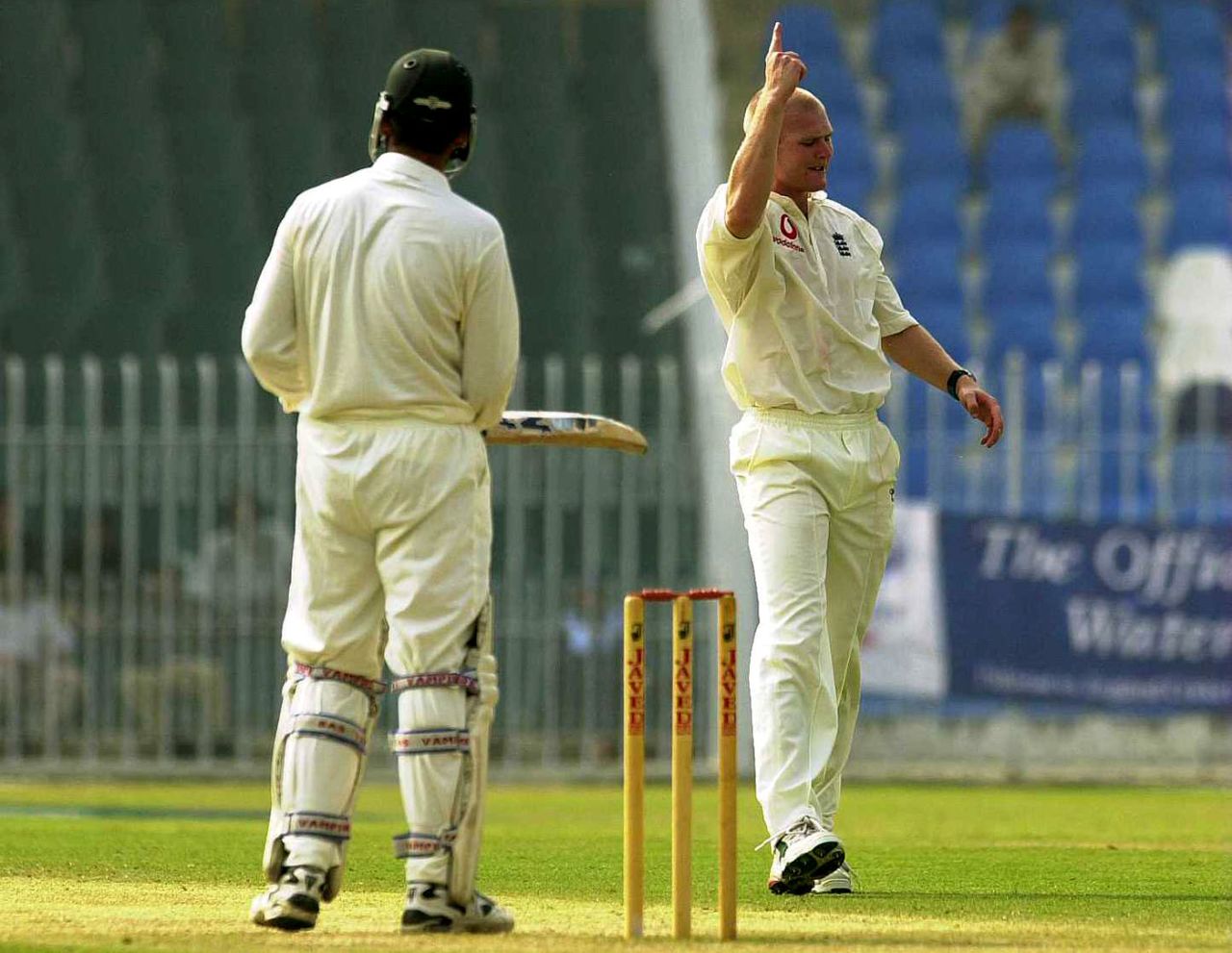 Mohammad Wasim is dismissed lbw by Matthew Hoggard, Pakistan Cricket Board Patron's XI v England XI, 4th day, Rawalpindi, November 4, 2000
