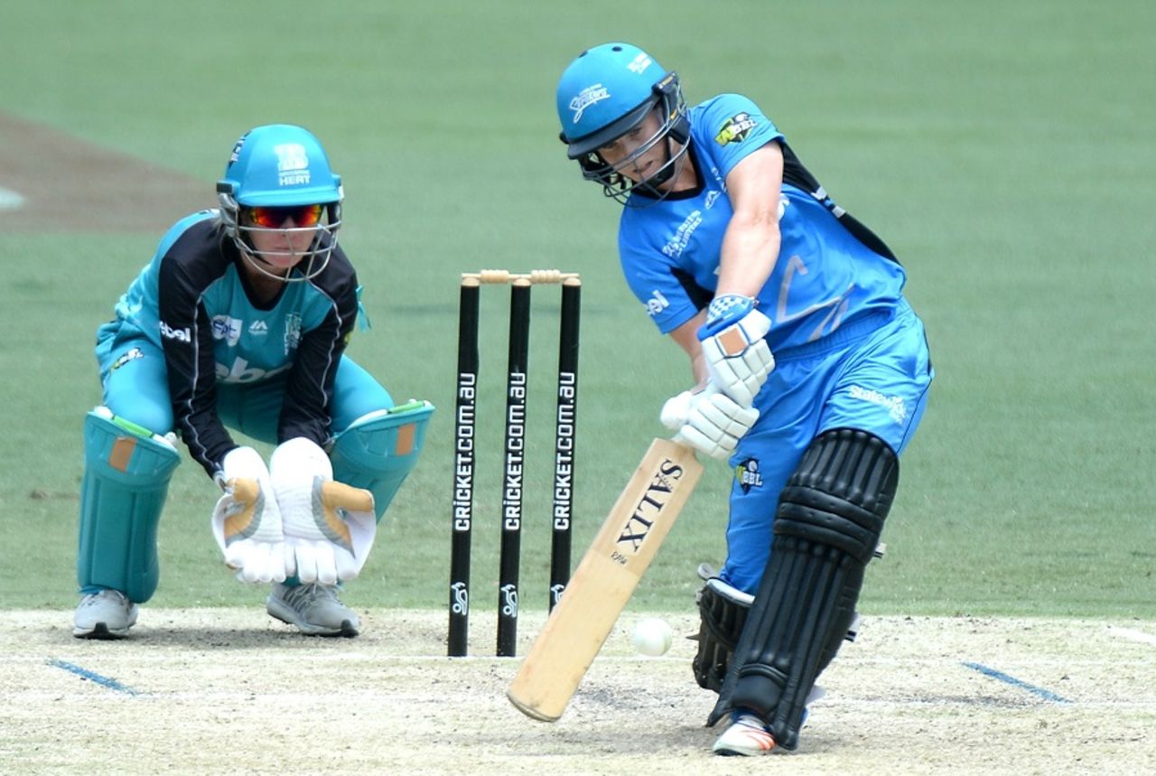 Tammy Beaumont plays through the line of the ball, Brisbane Heat v Adelaide Strikers, Women's Big Bash League 2016-17, Brisbane, January 21, 2017