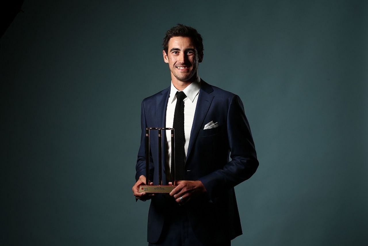 Mitchell Starc received the Test Cricketer of the Year award at the Allan Border Medal awards night, Sydney, January 23, 2017