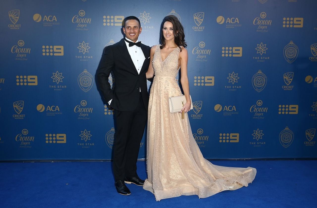 Usman Khawaja with his fiance Rachel McLellan, Sydney, January 23, 2017