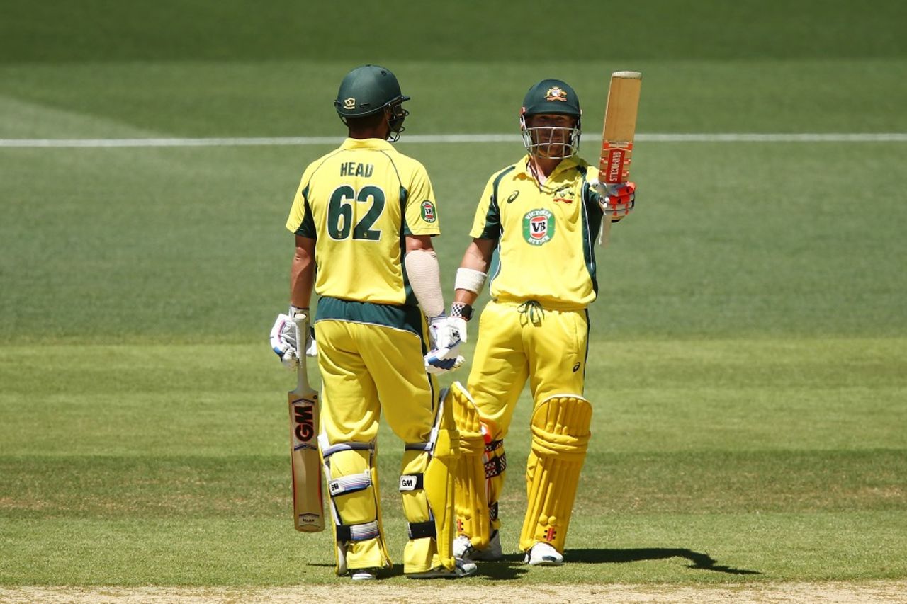 David Warner reached a fifty off 34 balls, Australia v Pakistan, 5th ODI, Adelaide, January 26, 2017