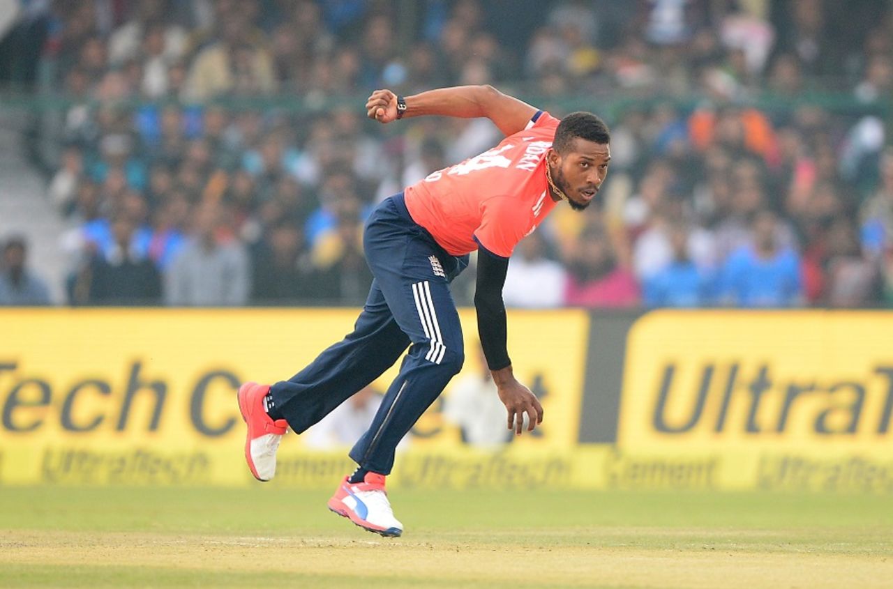 Chris Jordan removed KL Rahul in the fifth over with a short-pitched delivery, India v England, 1st T20I, Kanpur, January 26, 2017