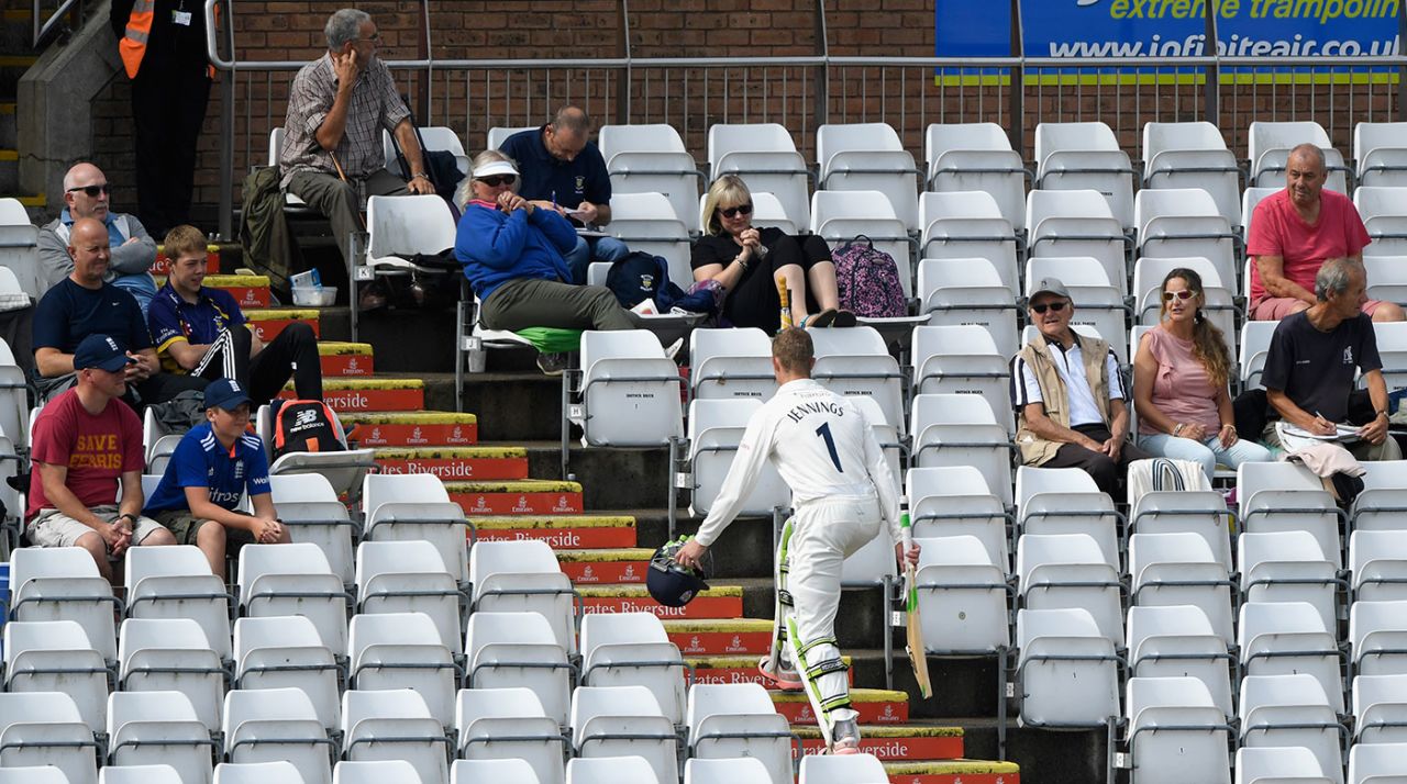 Keaton Jennings walks up the pavilion steps, Durham v Warwickshire, County Championship, Division One, Chester-le-Street, 1st day, August 23, 2016