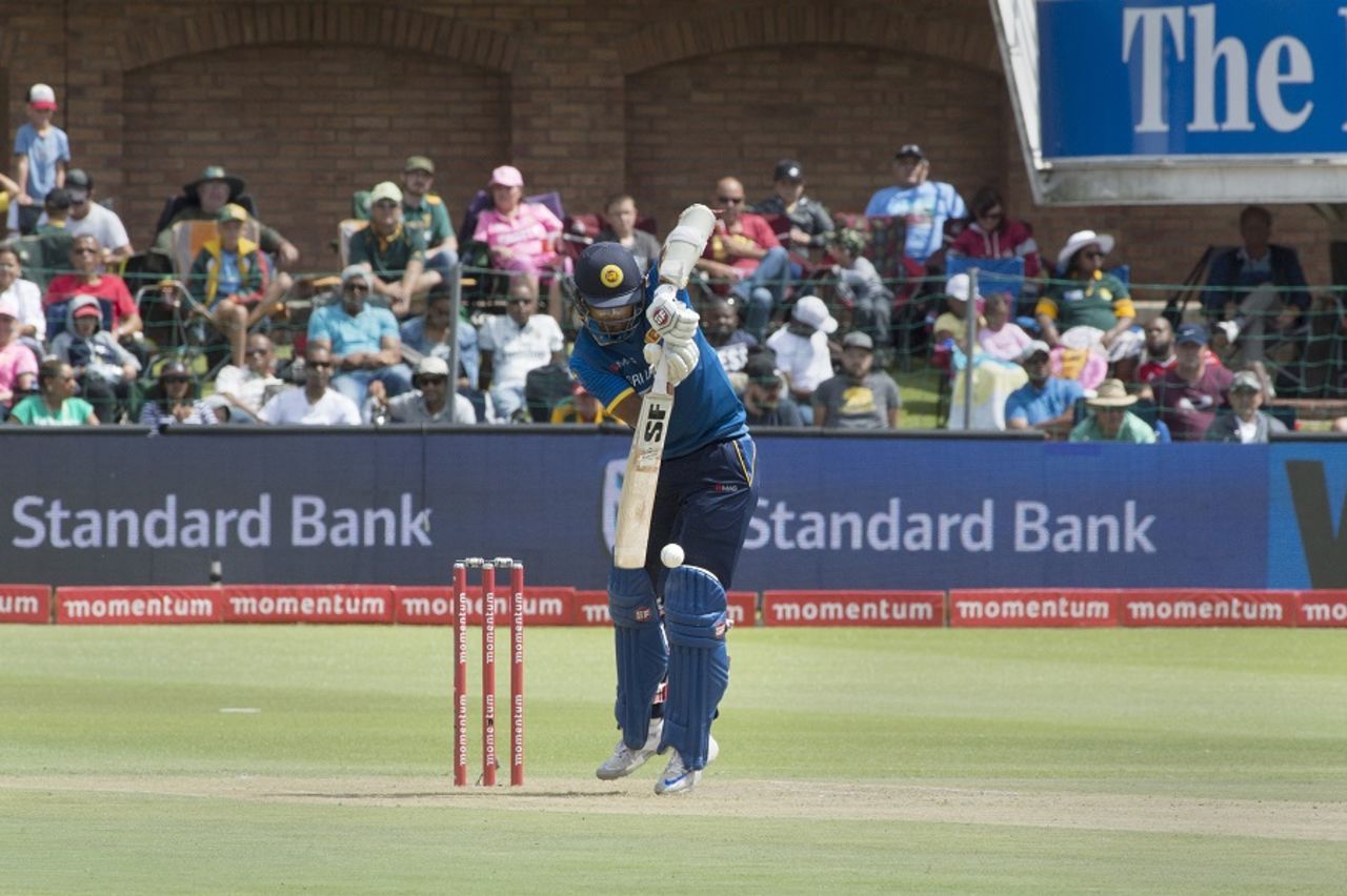 Dinesh Chandimal rises on his toes to defend, South Africa v Sri Lanka, 1st ODI, Port Elizabeth, January 28, 2017