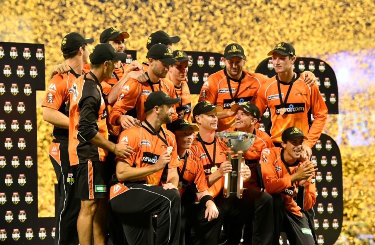 The Perth Scorchers got their hands on the BBL trophy for the third time, Perth Scorchers v Sydney Sixers, BBL 2016-17, Final, Perth, January 28, 2017