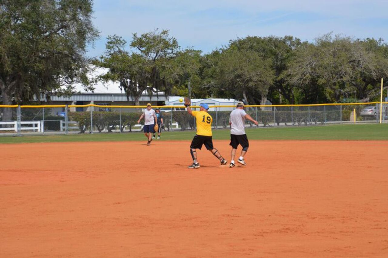 Action from a game of baseball