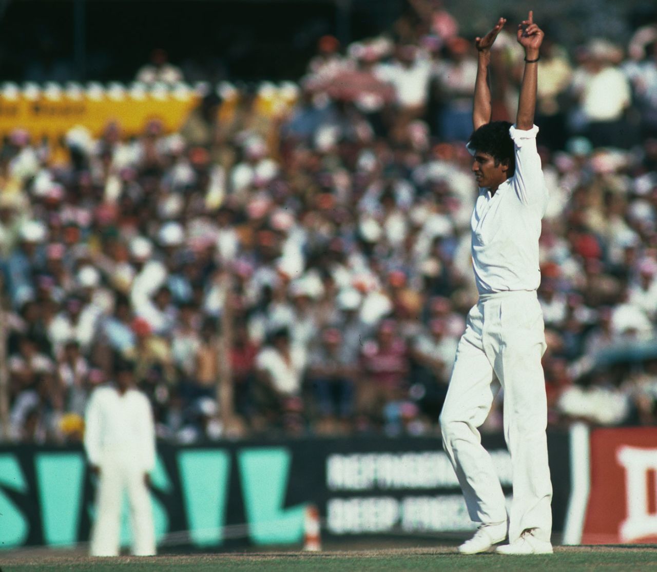 Ajit de Silva celebrates a wicket, Sri Lanka v England, 1st Test, Colombo, February 1982