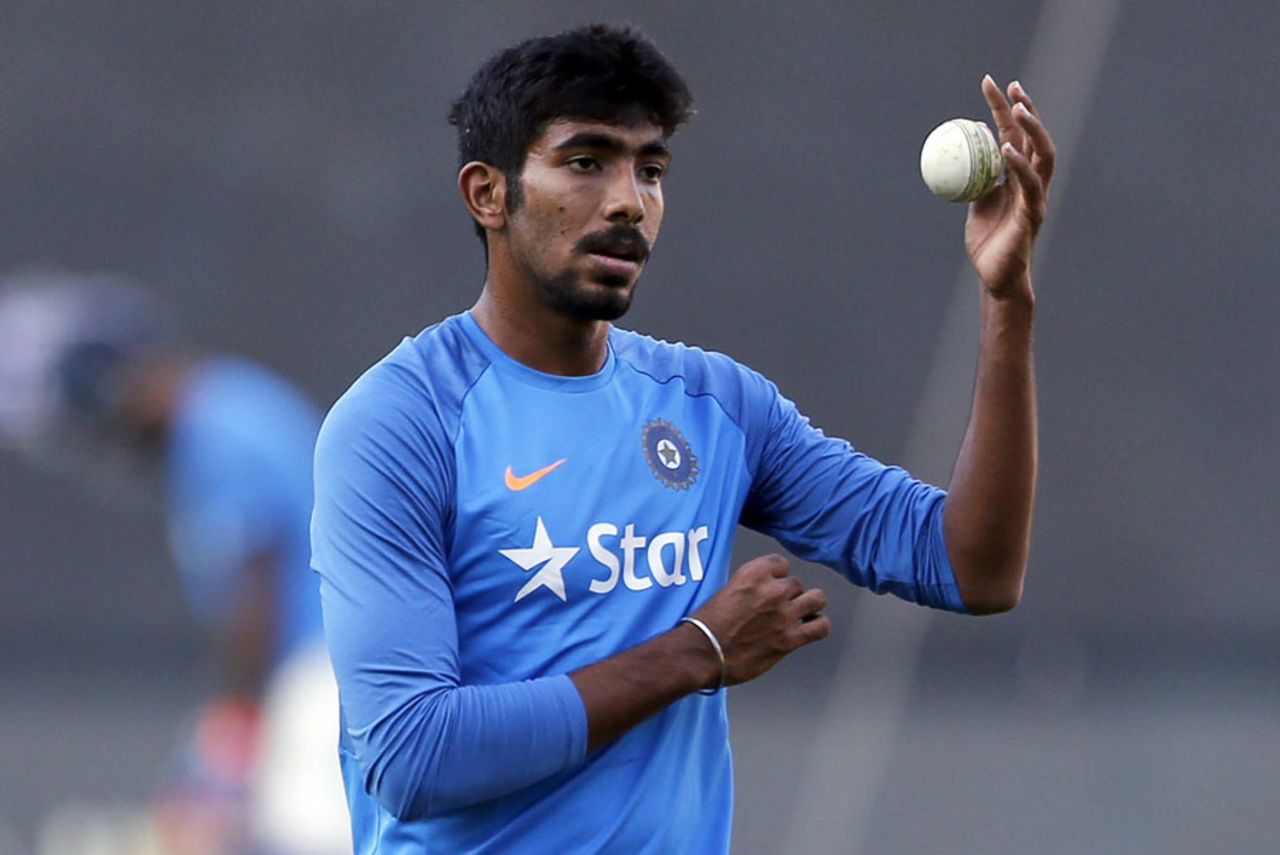 Jasprit Bumrah prepares to bowl in the nets, Bangalore, January 31, 2017