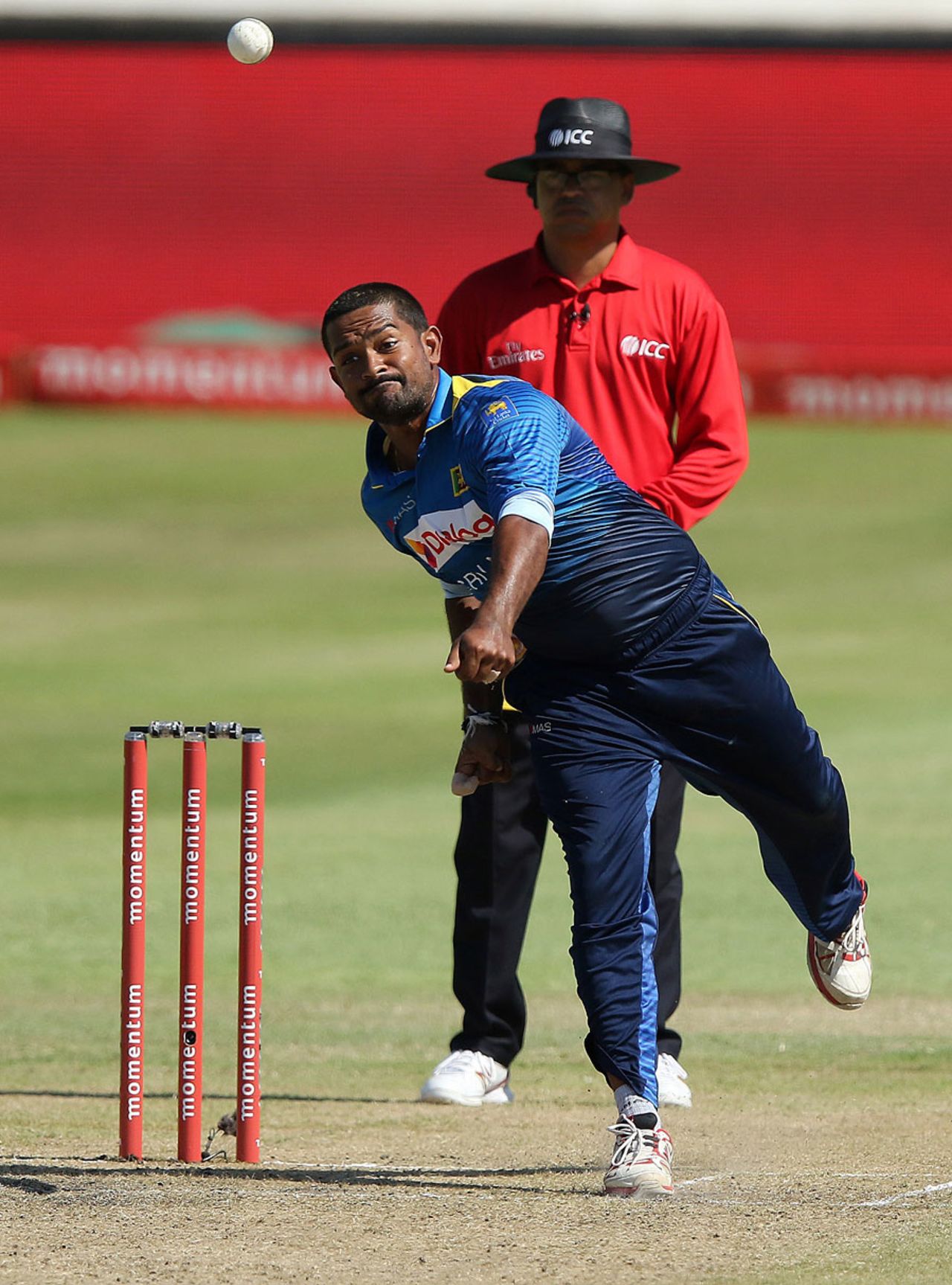 Sachith Pathirana in his delivery stride, South Africa v Sri Lanka, 2nd ODI, Durban, February 1, 2017