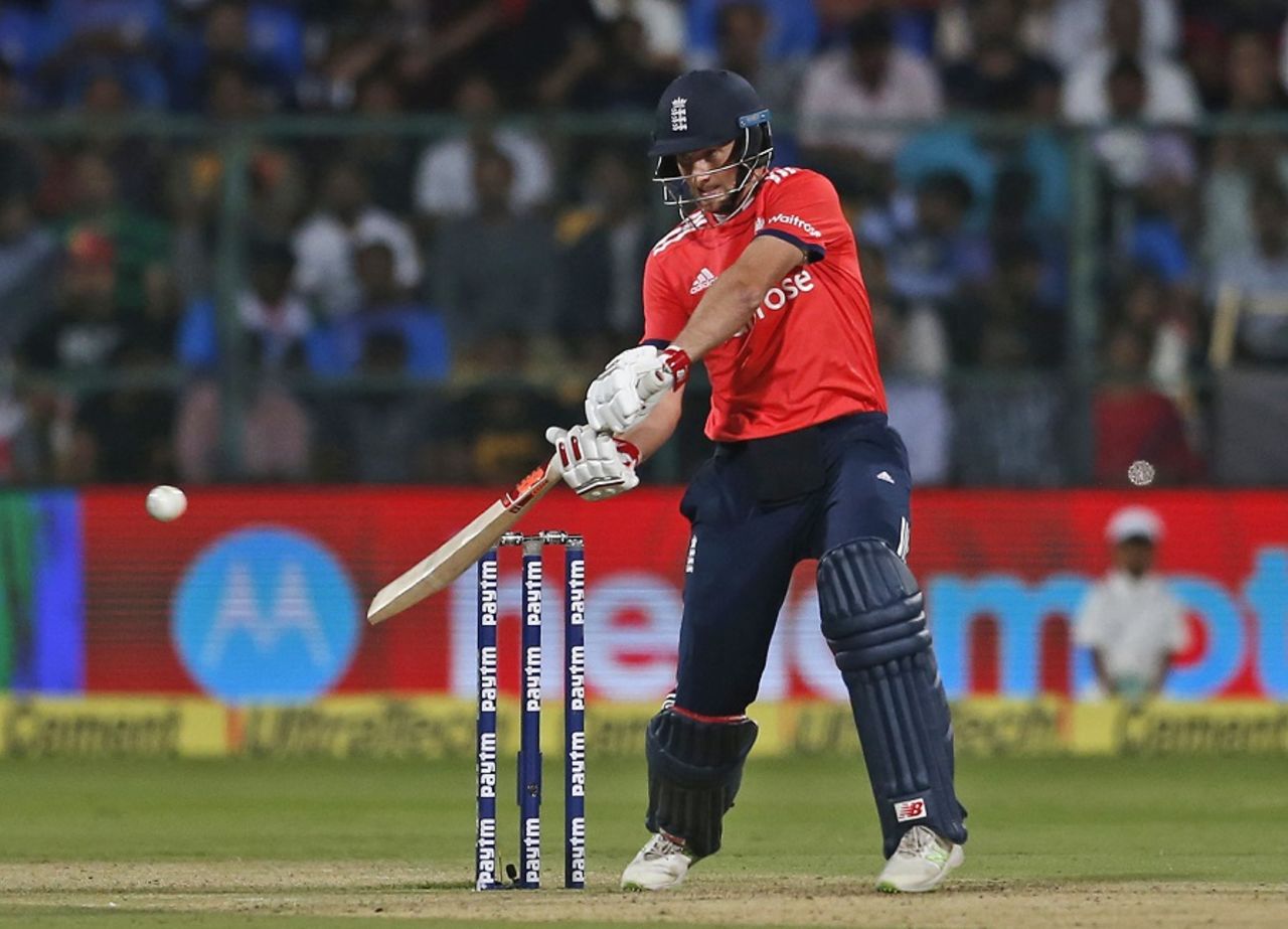 Joe Root slices the ball away, India v England, 3rd T20I, Bangalore, February 1, 2017