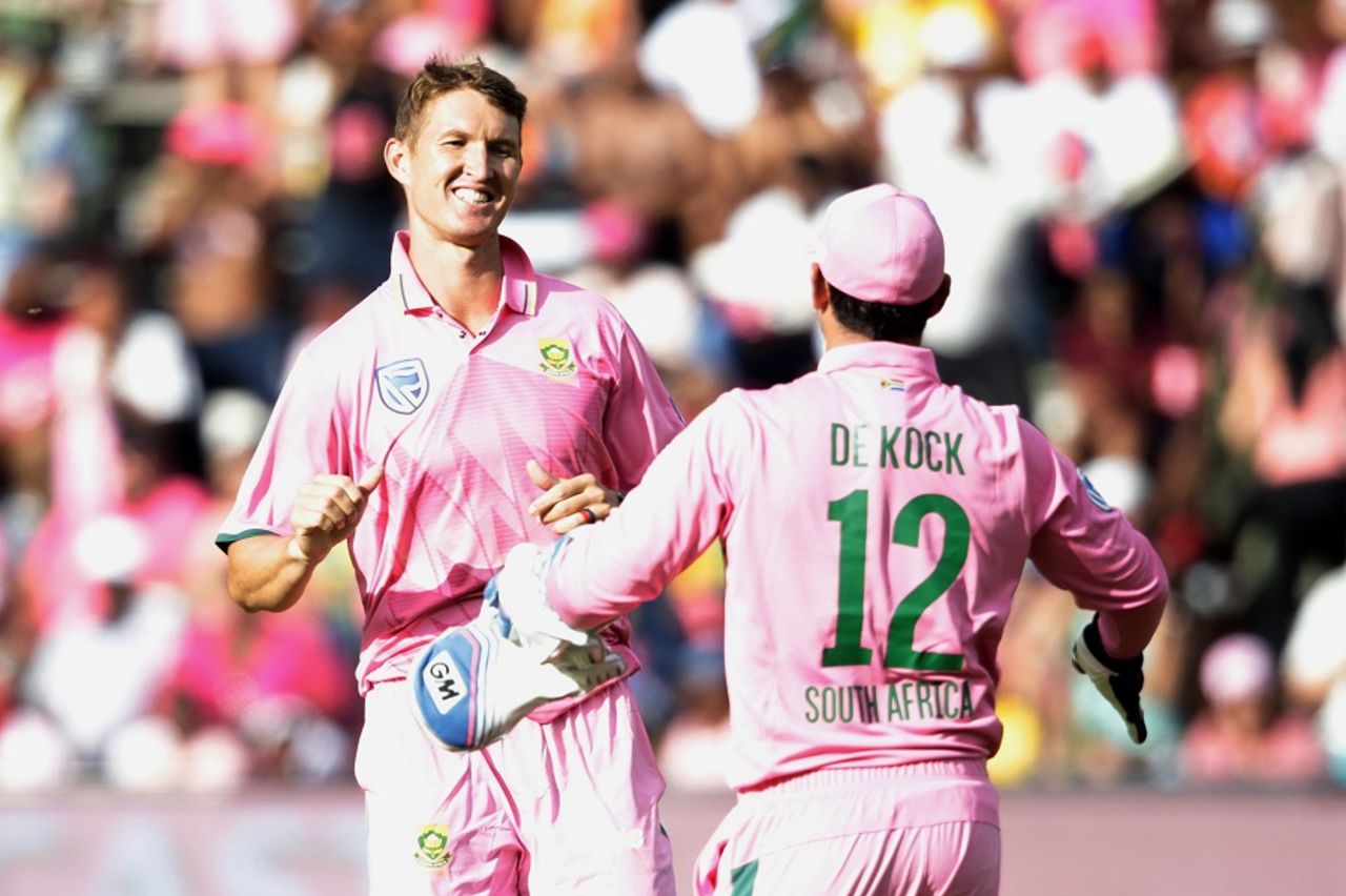 Dwaine Pretorius is pleased after taking a wicket, South Africa v Sri Lanka, 3rd ODI, Johannesburg, February 4, 2017