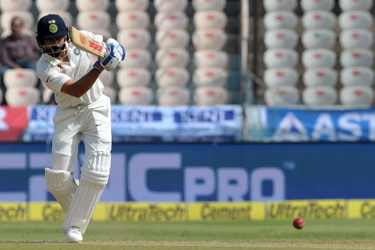 Virat Kohli was nine runs short off his fourth double-century at lunch, India v Bangladesh, only Test, 2nd day, Hyderabad, February 10, 2017