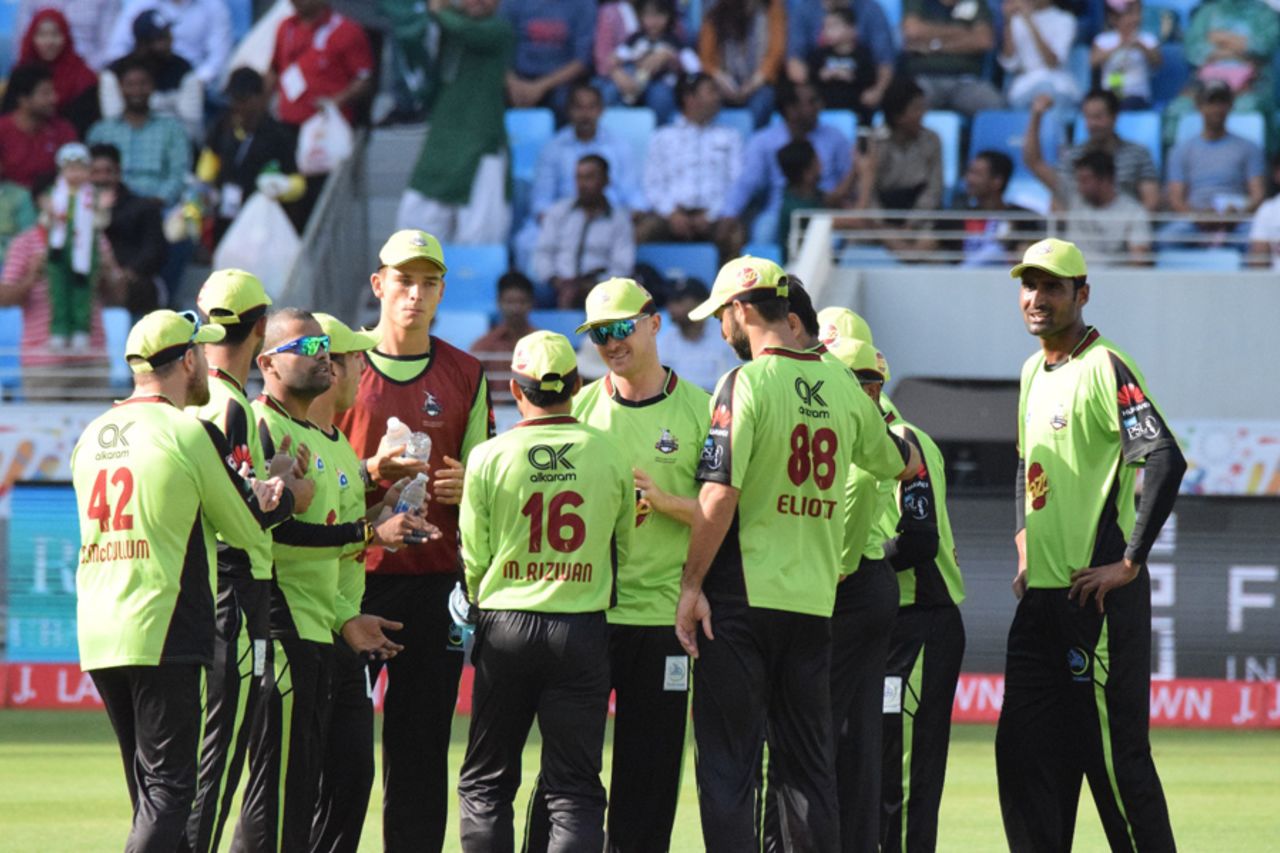 KThe Lahore Qalandars celebrate a wicket, Lahore Qalandars v Quetta Gladiators, Pakistan Super League, Dubai, 10 February, 2017