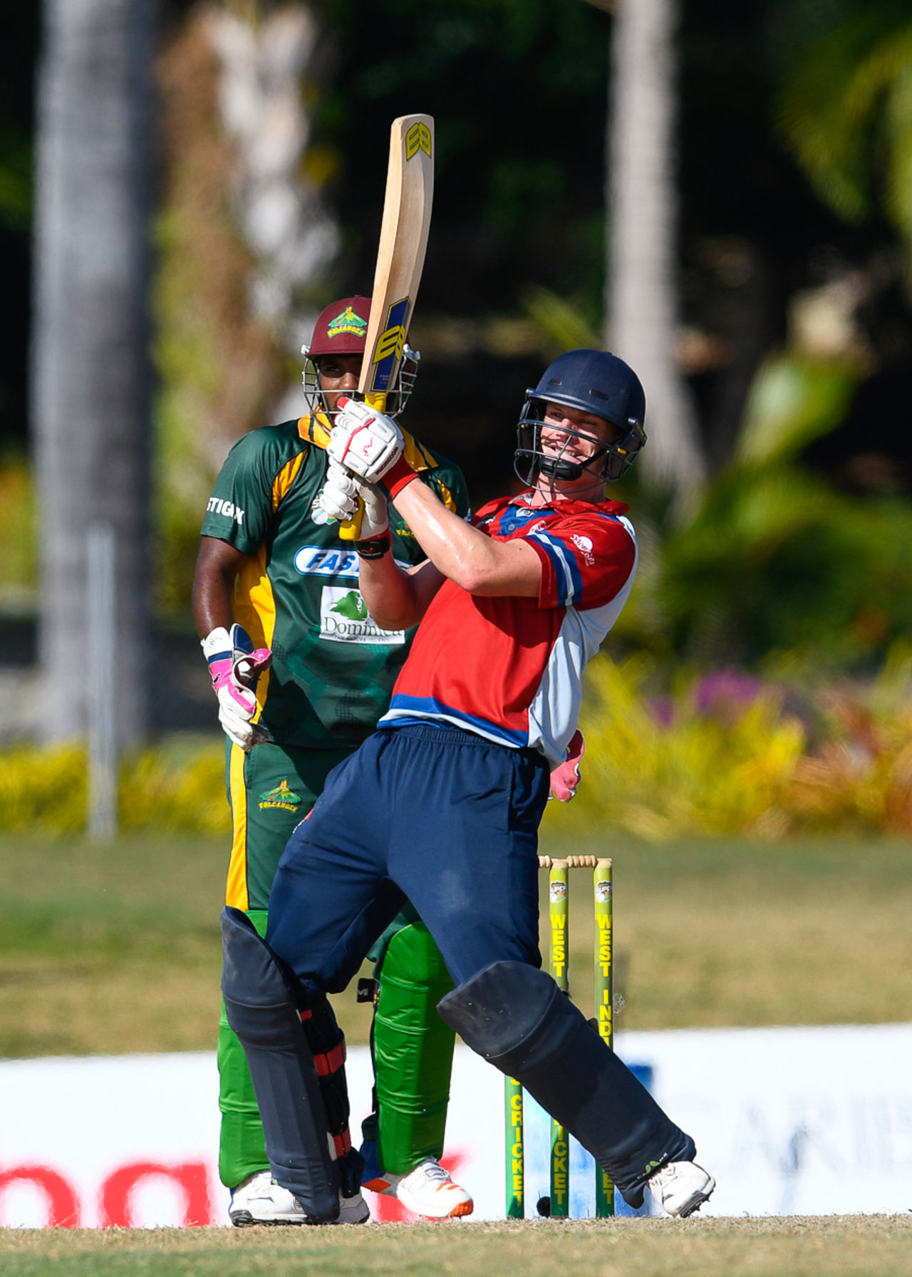 Will Gidman pulls over the leg side during his 94, Kent v Windward Islands, Regional Super50, Group A, Coolidge, February 10, 2017