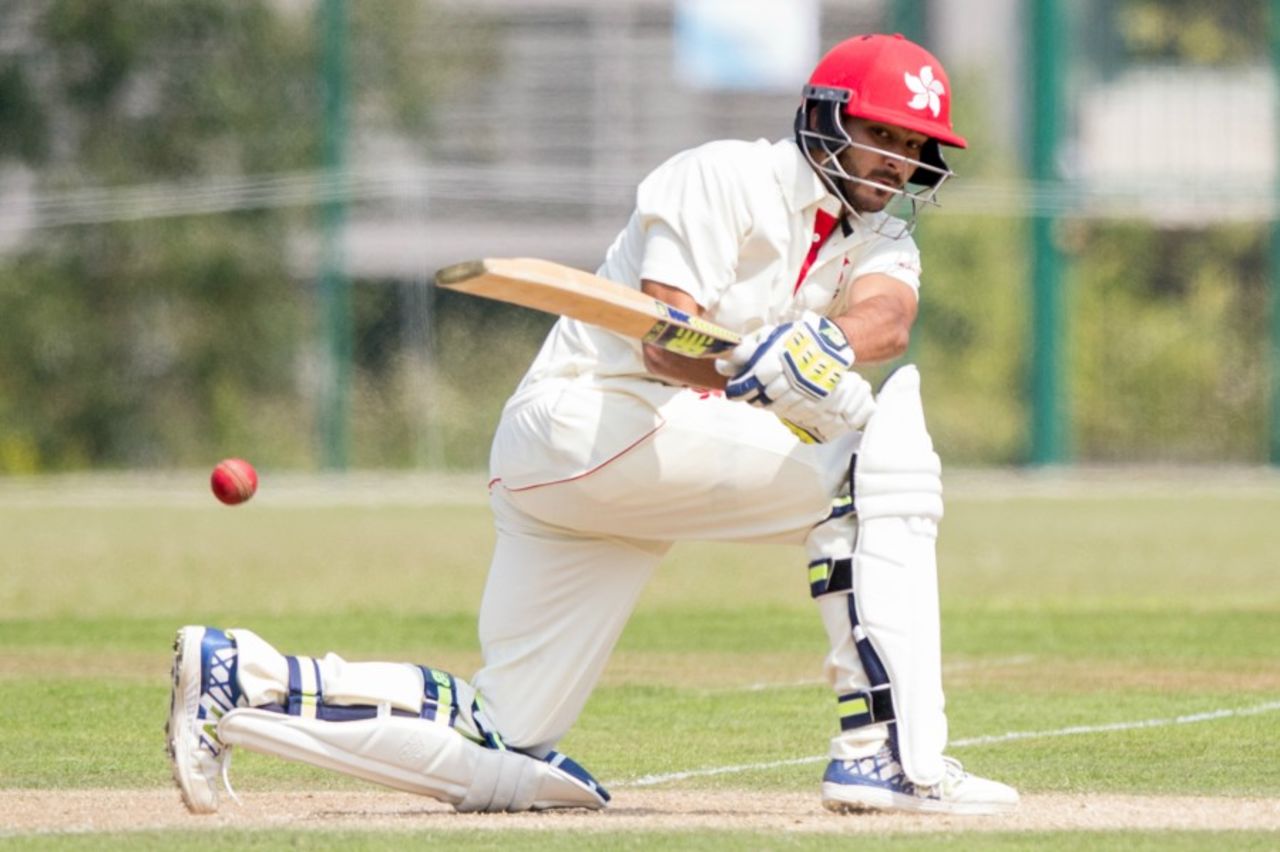 Anshuman Rath struck 10 fours and a six during his unbeaten 98, Hong Kong v Netherlands, Intercontinental Cup, Mong Kok, 2nd day, February 11, 2017
