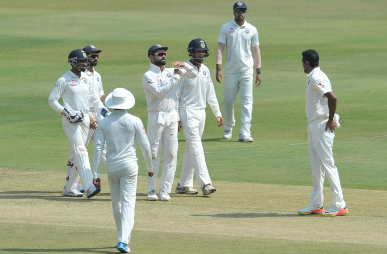 Virat Kohli signals for a review, India v Bangladesh, one-off Test, 3rd day, Hyderabad, February 11, 2017