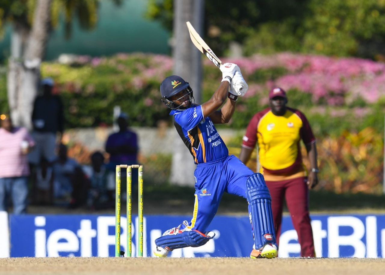 Shai Hope struck eight fours and five sixes en route to second List A hundred, Barbados v Leeward Islands, semi final, Regional Super50, Antigua, February 16, 2017
