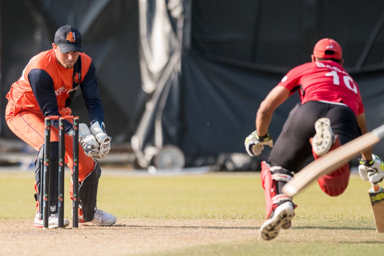 Babar Hayat was run out for 86 trying to come back for a second run in the 48th over, Hong Kong v Netherlands, WCL Championship, Mong Kok, February 18, 2017
