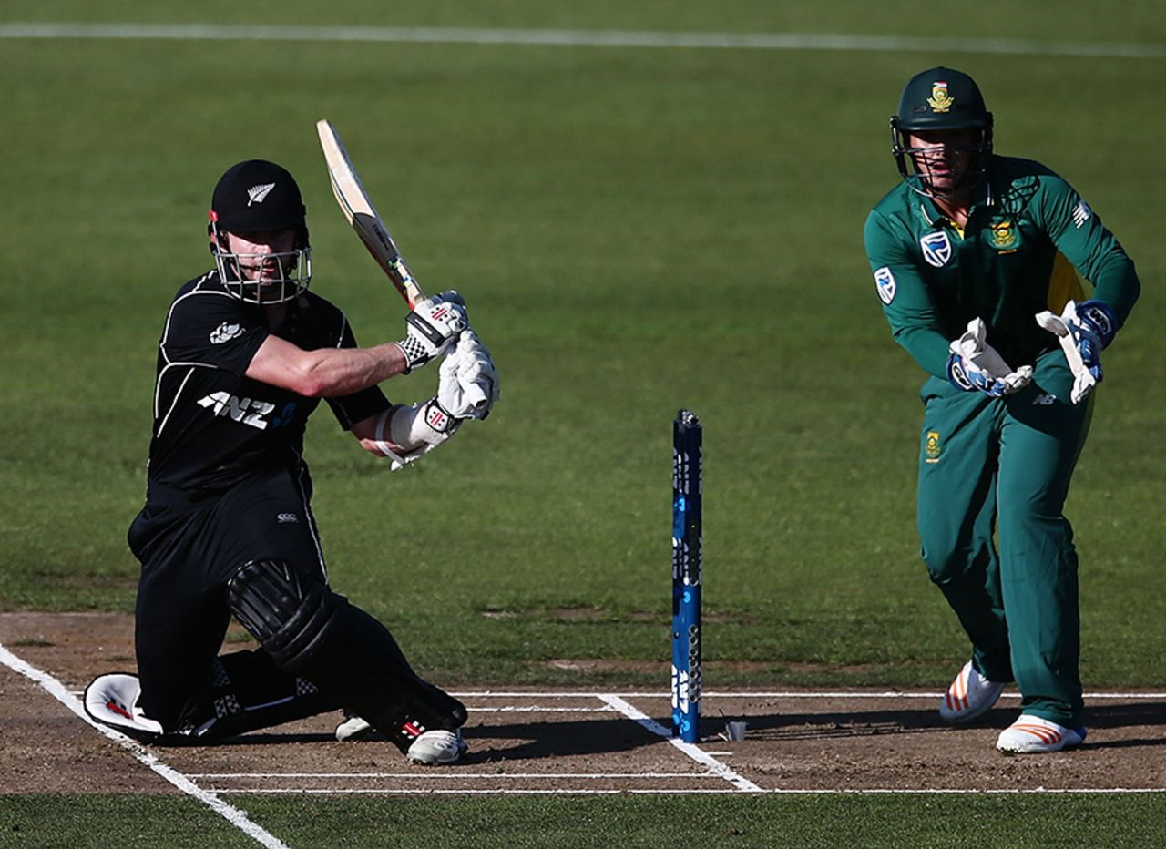 Kane Williamson played the sweep to great effect in his innings, New Zealand v South Africa, 1st ODI, Hamilton, February 19, 2017