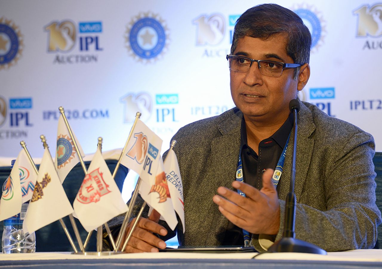 Amrit Thomas, head of the Royal Challengers Bangalore franchise, speaks to the media at the IPL 2017 auction, Bangalore, February 20, 2017