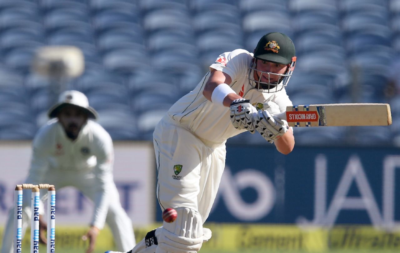 Matt Renshaw clips the ball away, India v Australia, 1st Test, Pune, 1st day, February 23, 2017