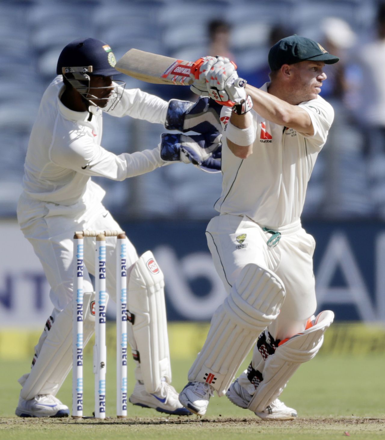 David Warner cuts fiercely, India v Australia, 1st Test, Pune, 1st day, February 23, 2017