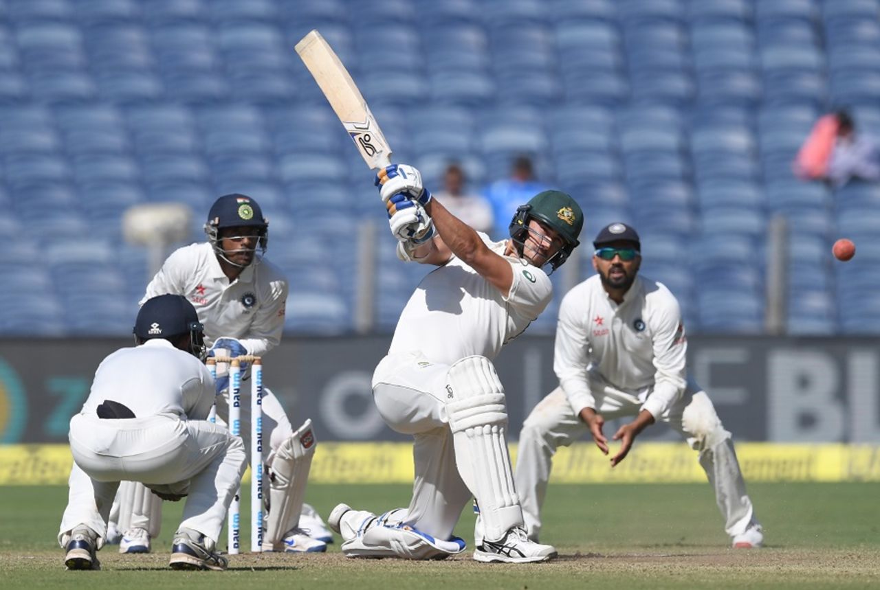 Mitchell Starc remained unbeaten on 57, India v Australia, 1st Test, Pune, 1st day, February 23, 2017