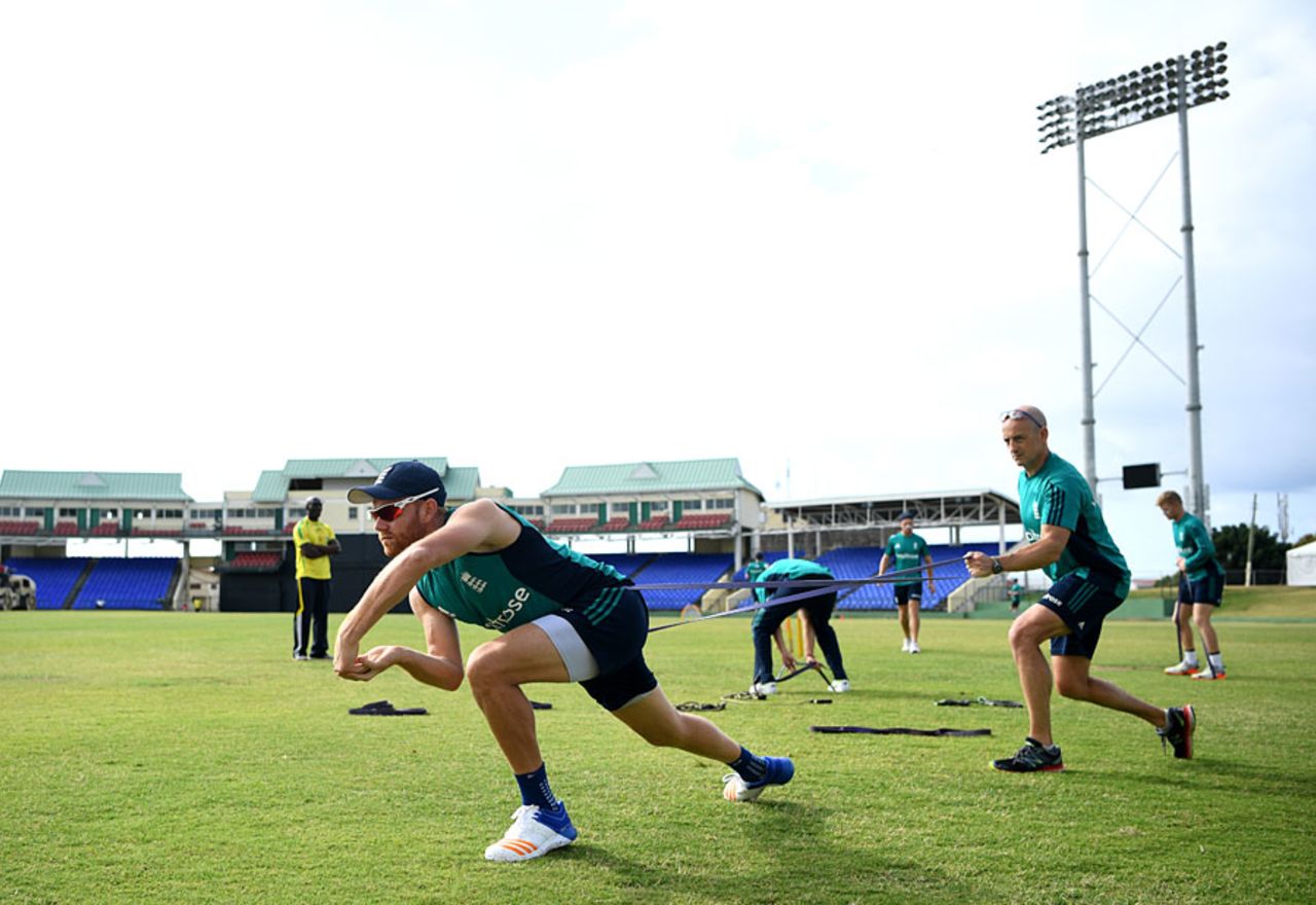 Jonny Bairstow goes through some fitness routines, St Kitts, February 24, 2017