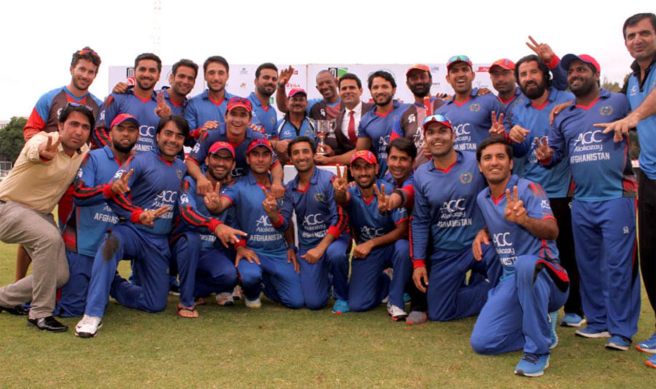 Afghanistan are all smiles after taking the series' decider, Zimbabwe v Afghanistan, 5th ODI, Harare, February 26, 2017