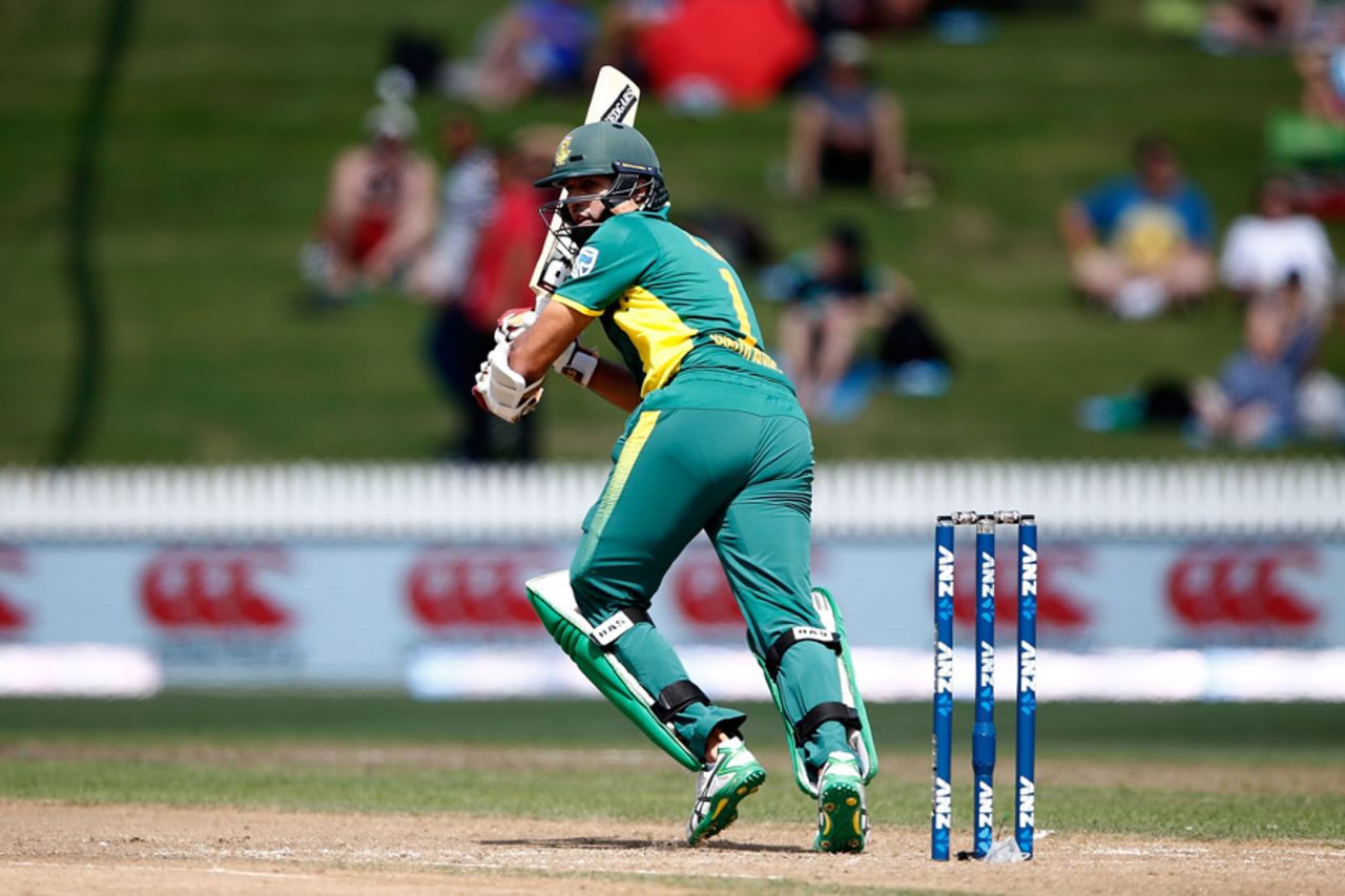 Hashim Amla hits into the leg side, New Zealand v South Africa, 4th ODI, Hamilton, March 1, 2017