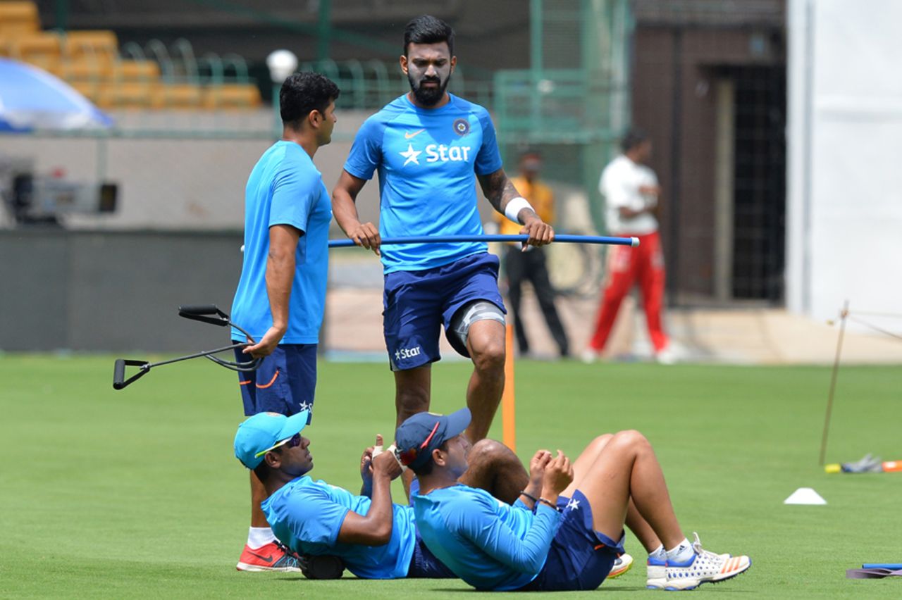 Indian players warm up during their practice session, India v Australia, 2nd Test, Bengaluru, March 3, 2017