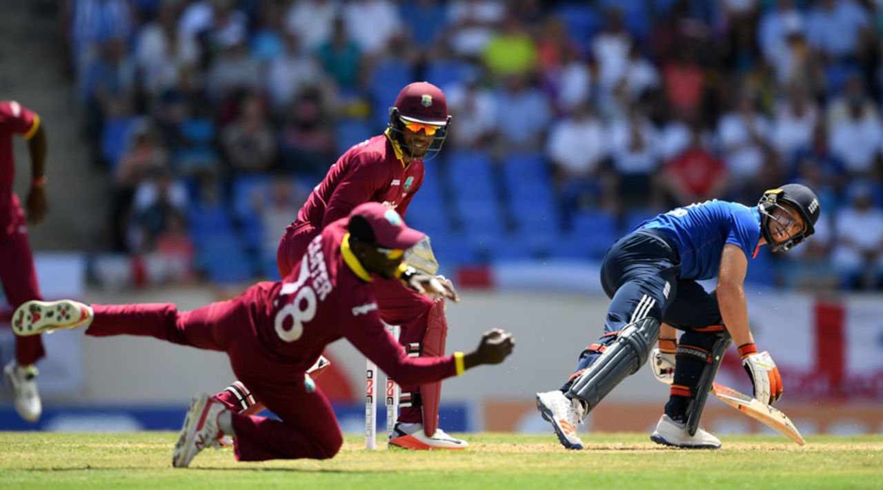 Jonathan Carter snapped up a catch to remove Jos Buttler, West Indies v England, 1st ODI, Antigua, March 3, 2017