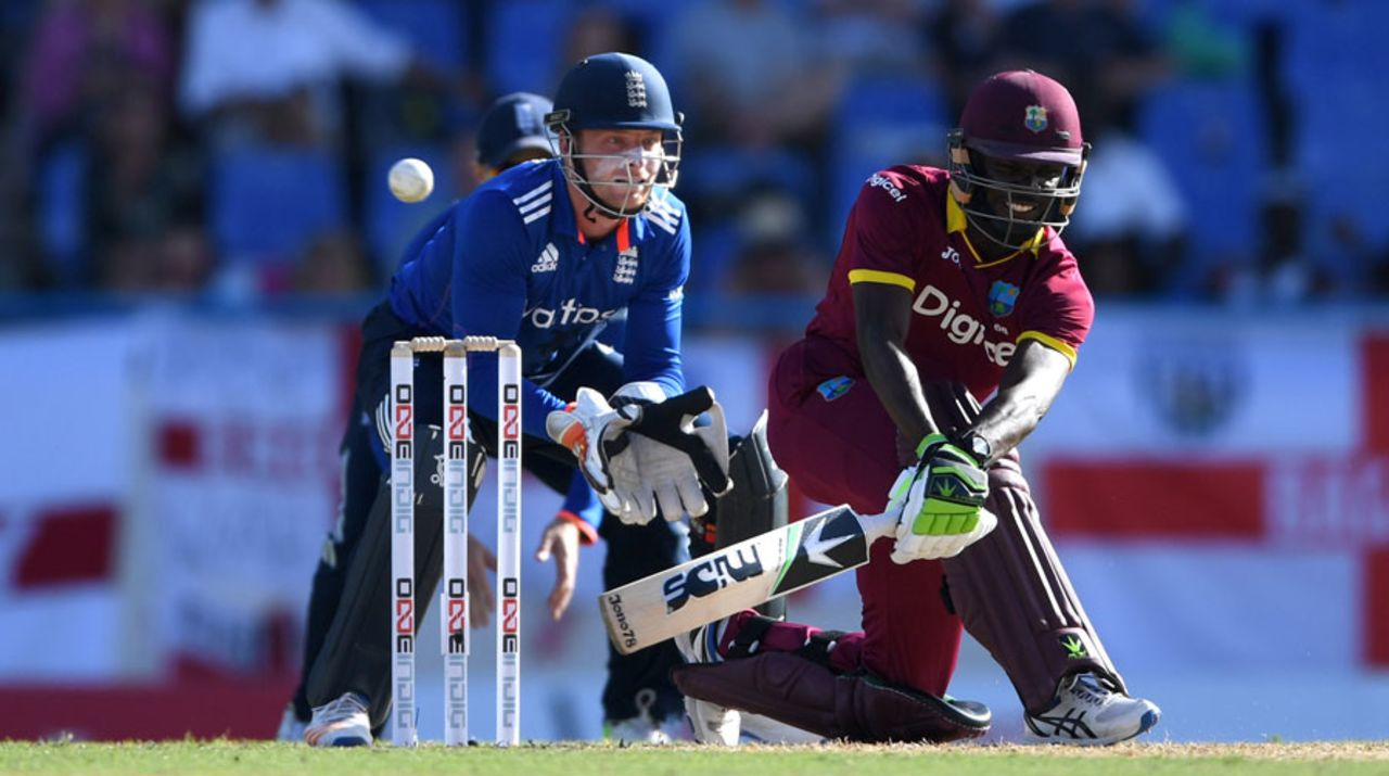 Jonathan Carter raced to fifty after a slow start, West Indies v England, 1st ODI, Antigua, March 3, 2017