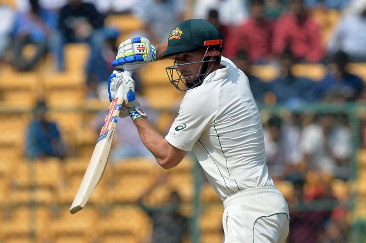 Shaun Marsh struck his sixth career fifty, India v Australia, 2nd Test, Bengaluru, 2nd day, March 5, 2017