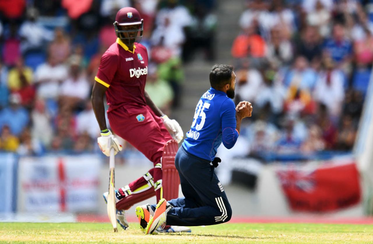 Adil Rashid claimed a well-judged return catch to dismiss Jason Holder, West Indies v England, 2nd ODI, Antigua, March 5, 2017