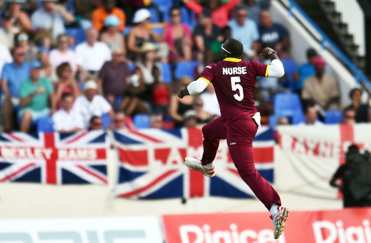 Ashley Nurse claimed a vital three-wicket haul, West Indies v England, 2nd ODI, Antigua, March 5, 2017