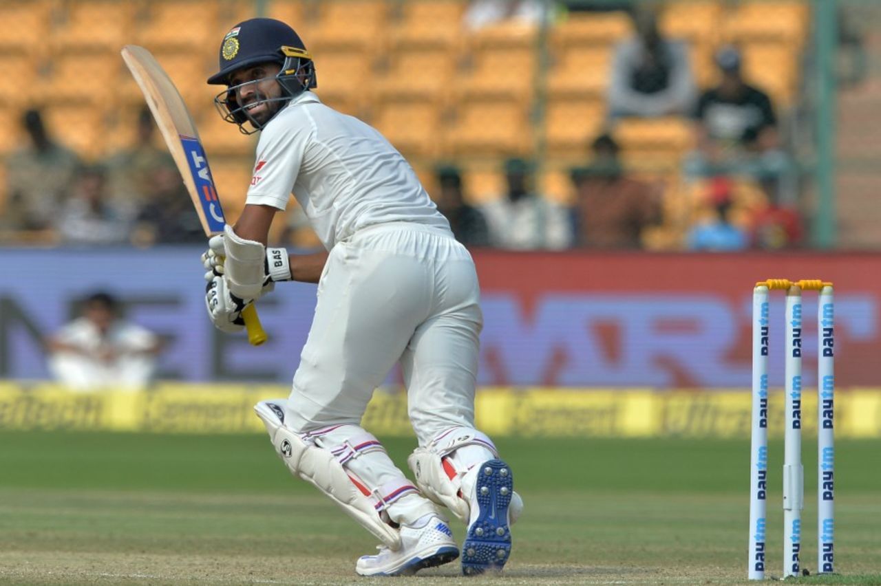 Ajinkya Rahane found form during the second innings, India v Australia, 2nd Test, Bengaluru, 3rd day, March 6, 2017