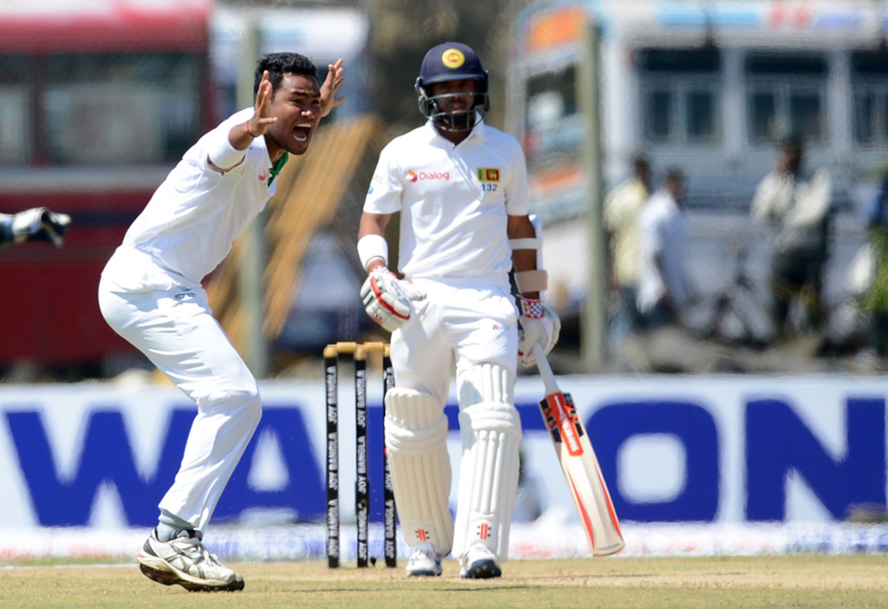 Subashis Roy appeals for the wicket of Kusal Mendis, Sri Lanka v Bangladesh, 1st Test, Galle, 1st Day, March 7-11, 2017