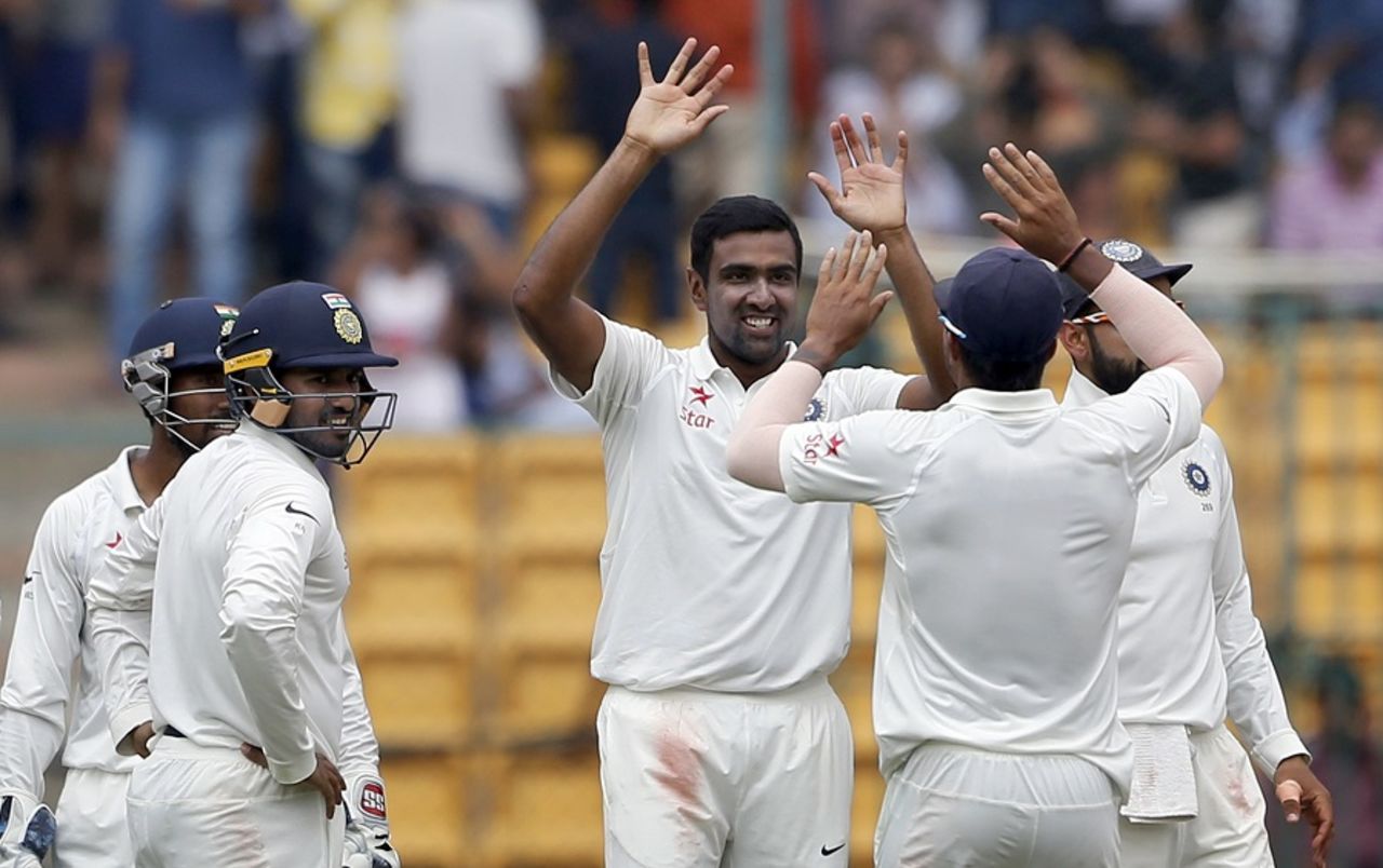 R Ashwin took his 25th five-wicket haul in Tests, India v Australia, 2nd Test, Bengaluru, 4th day, March 7, 2017