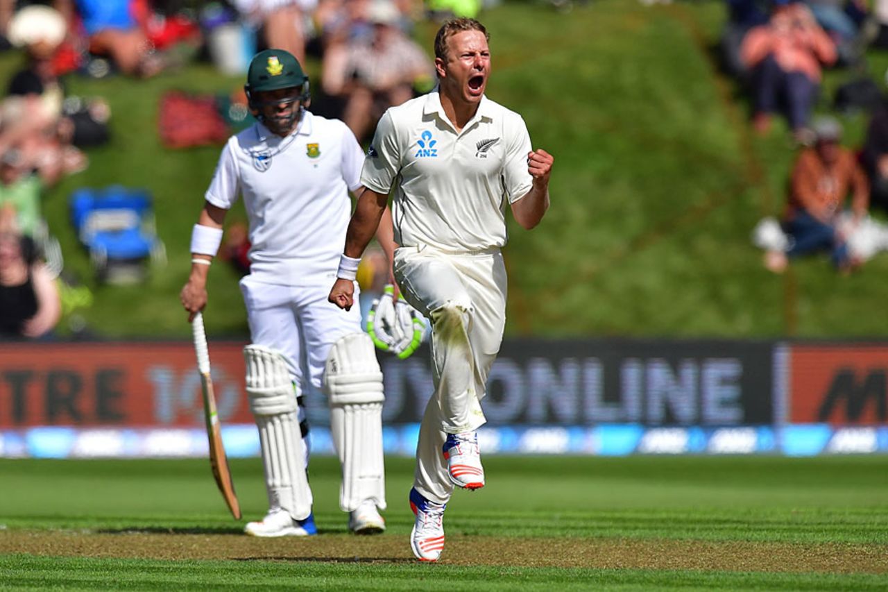 Neil Wagner struck twice in an over, New Zealand v South Africa, 1st Test, Dunedin, 1st day, March 8, 2017
