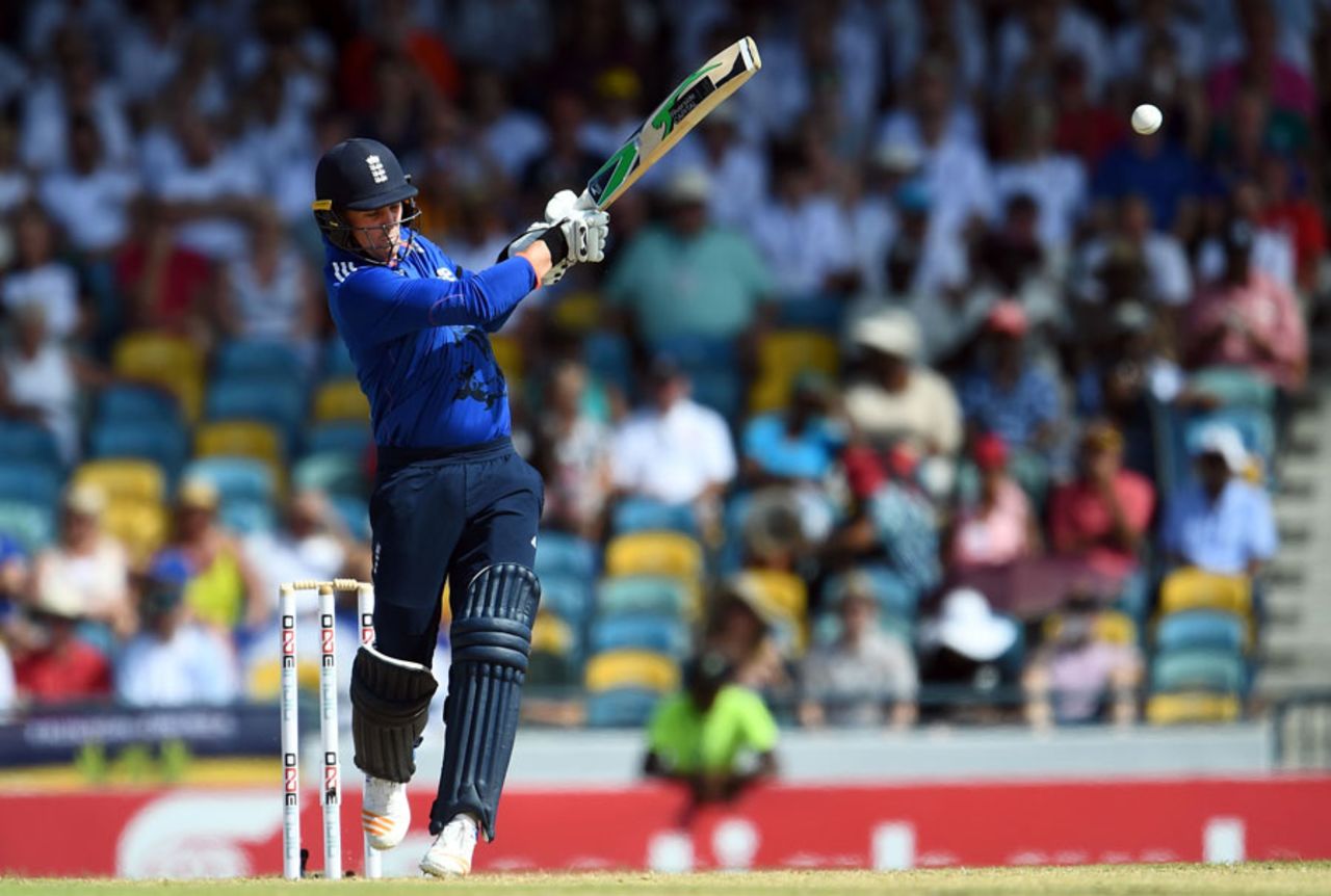 Jason Roy pulls in the air, West Indies v England, 3rd ODI, Barbados, March 9, 2017
