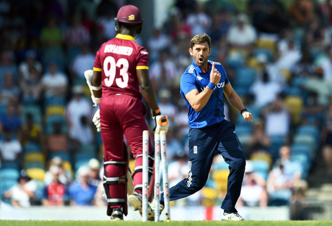 Liam Plunkett bowled Jason Mohammed as West Indies' slump continued, West Indies v England, 3rd ODI, Barbados, March 9, 2017