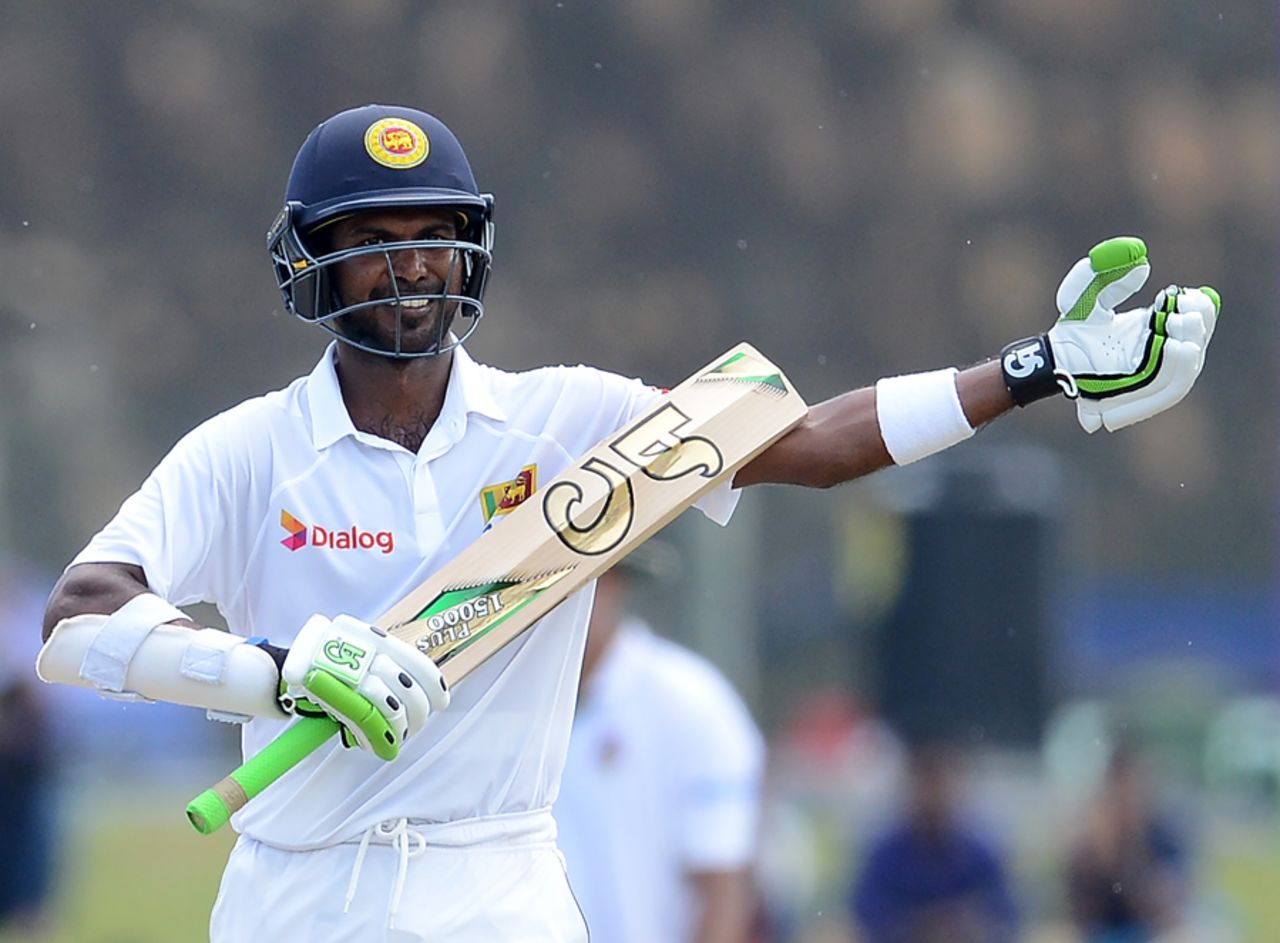 Upul Tharanga gestures after bringing up his century, Sri Lanka v Bangladesh, 1st Test, Galle, 4th day, March 10, 2017