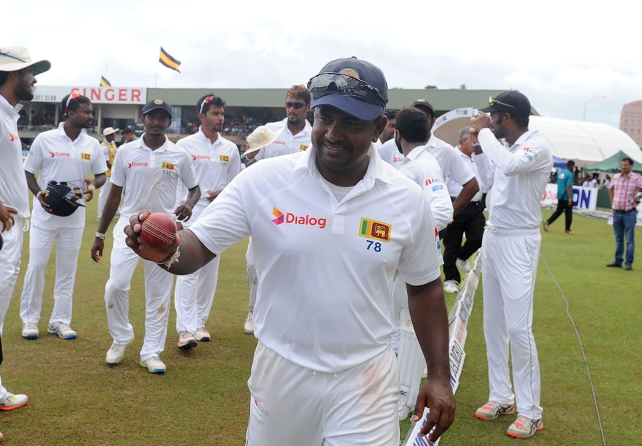 Rangana Herath became the most successful left-arm spinner in Test cricket, Sri Lanka v Bangladesh, 1st Test, Galle, 5th day, March 11, 2017