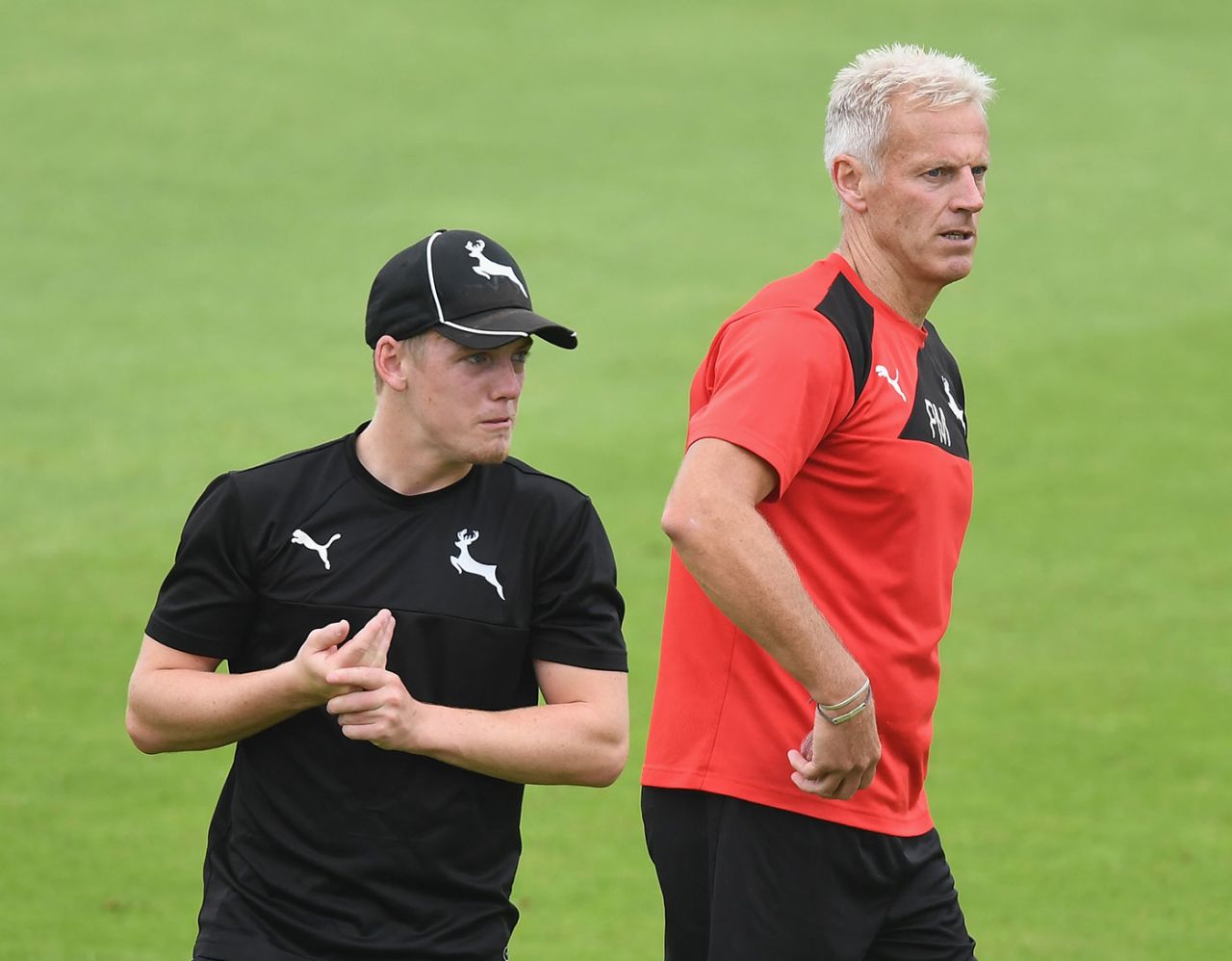 Peter Moores with his son Tom ahead of a Nottinghamshire match, Trent Bridge, September 7, 2016