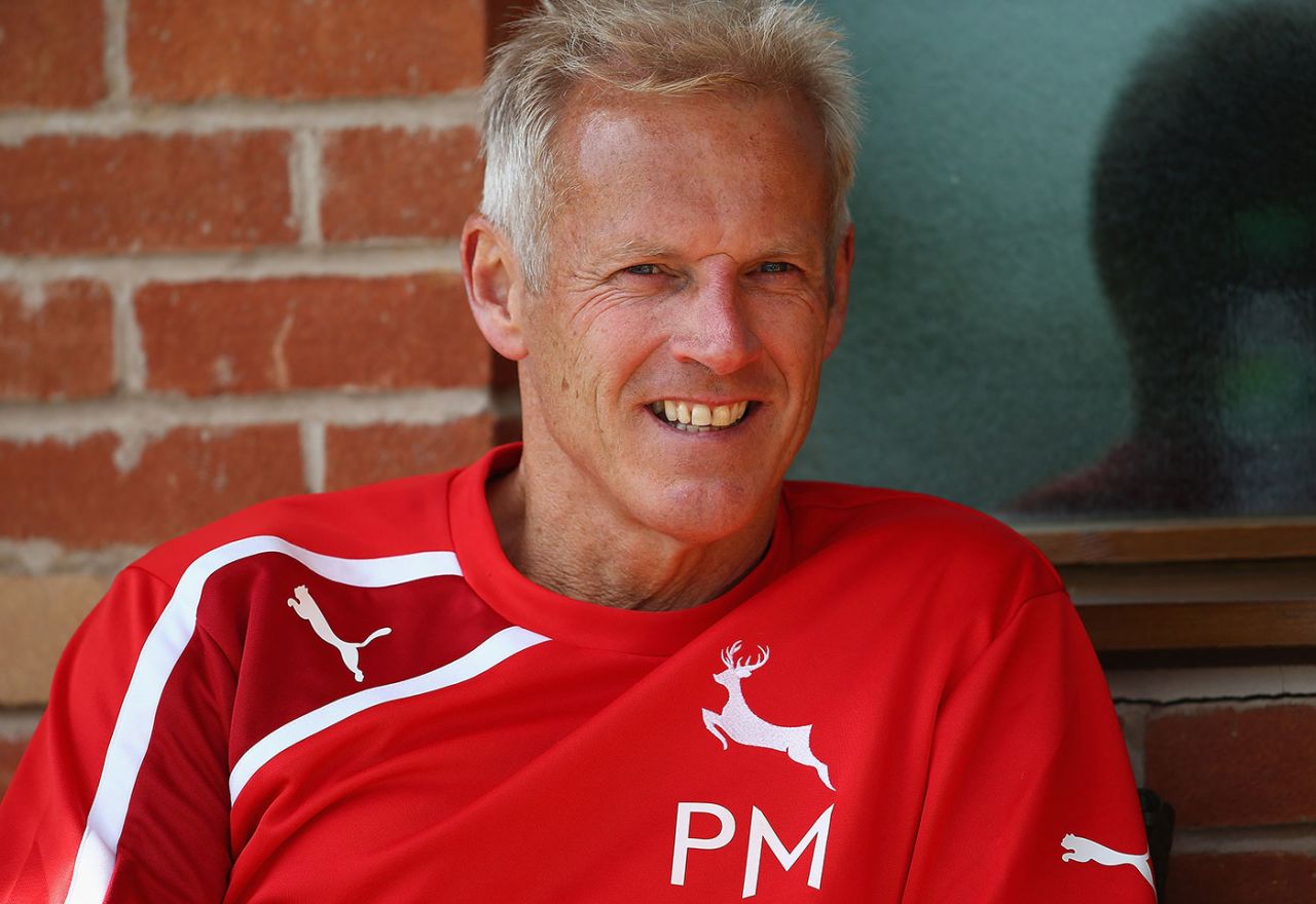 Nottinghamshire batting consultant Peter Moores watches the game, Mansfield, July 25, 2015