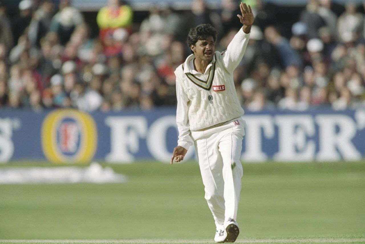 Javagal Srinath belts out an appeal, England v India, 2nd Test, Lord's, 1st day, June 20, 1996